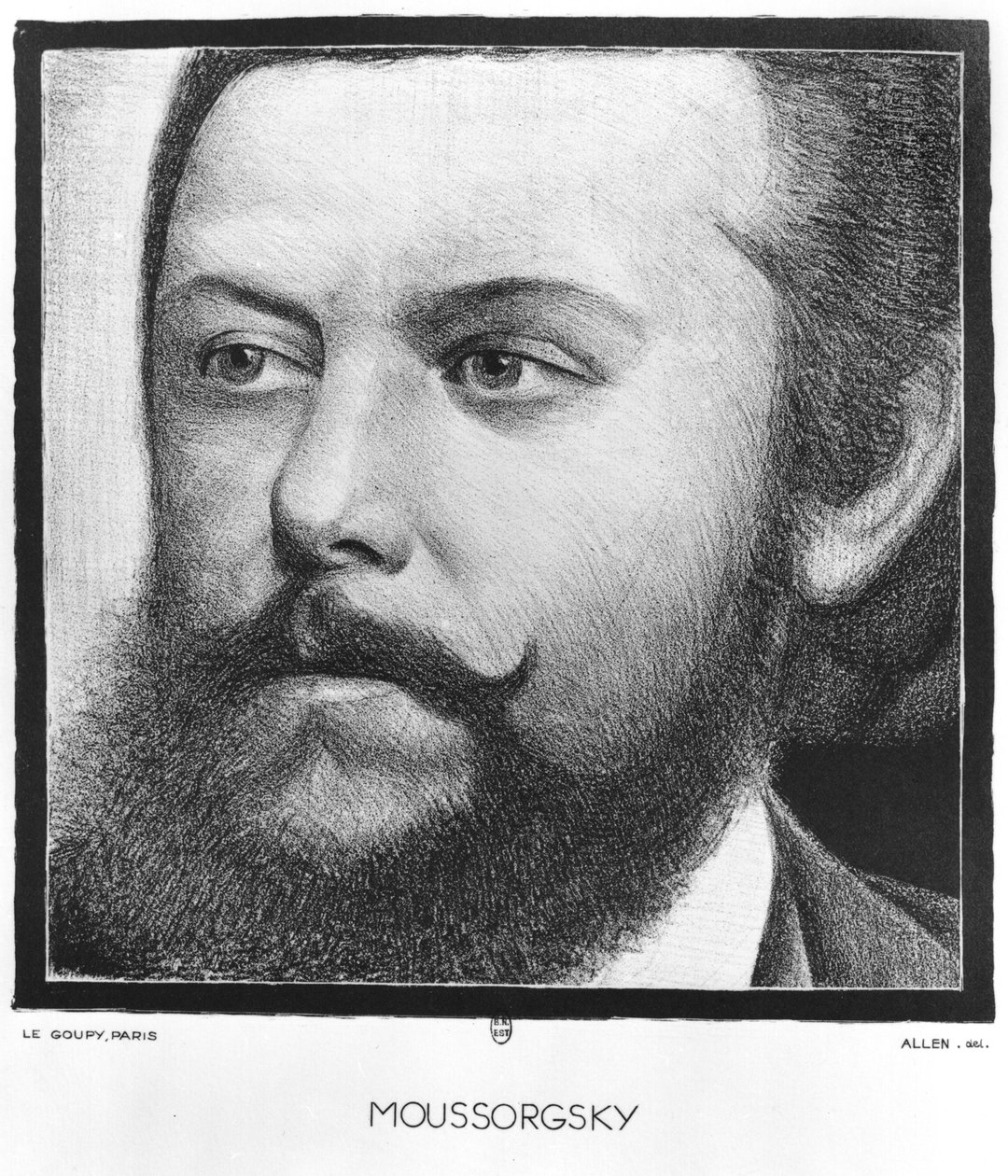 Portrett av Modest Petrovich Moussorgsky (1839-81) av Allen