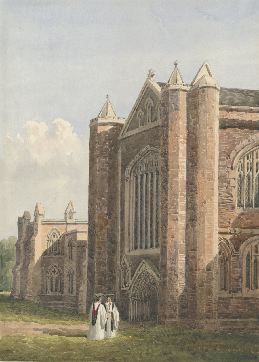 Lichfield Cathedral - North West View: vannfargemaleri, nd [27. august 1842] av Allen Edward Everitt