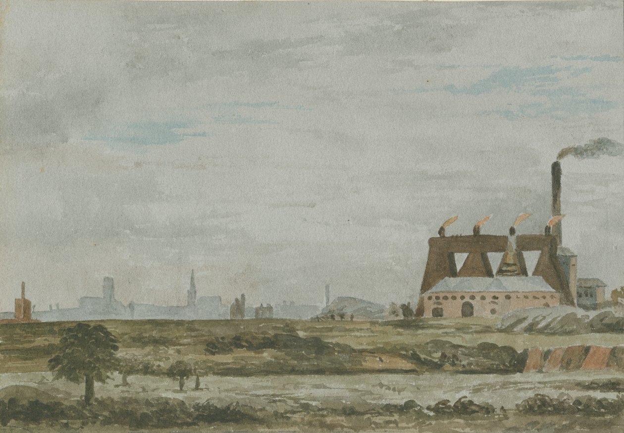 Wolverhampton - South View: akvarellmaleri, og [c 1830] av Allen Edward Everitt
