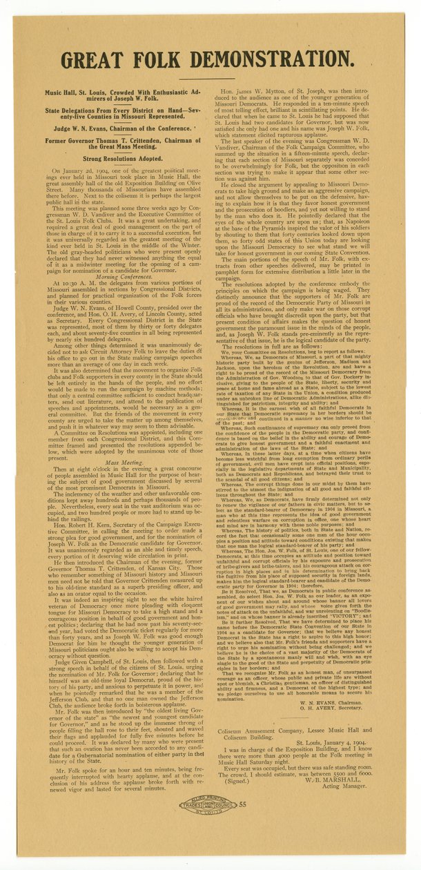 Arrangementet var overfylt med entusiastiske beundrere av Joseph W. Folk av Allied Printing
