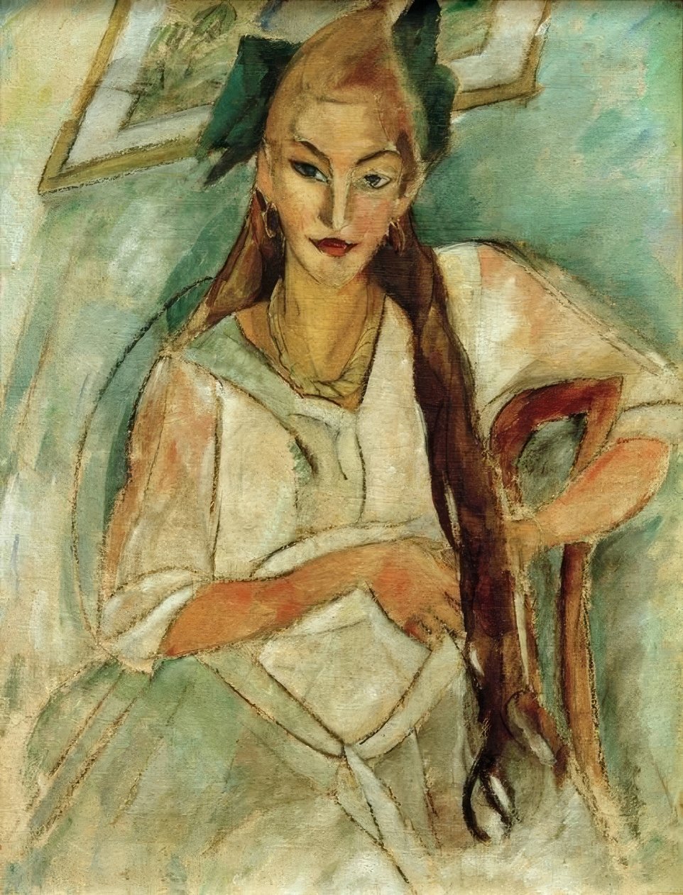 Portrett av en jente med flette av Alma Del Banco