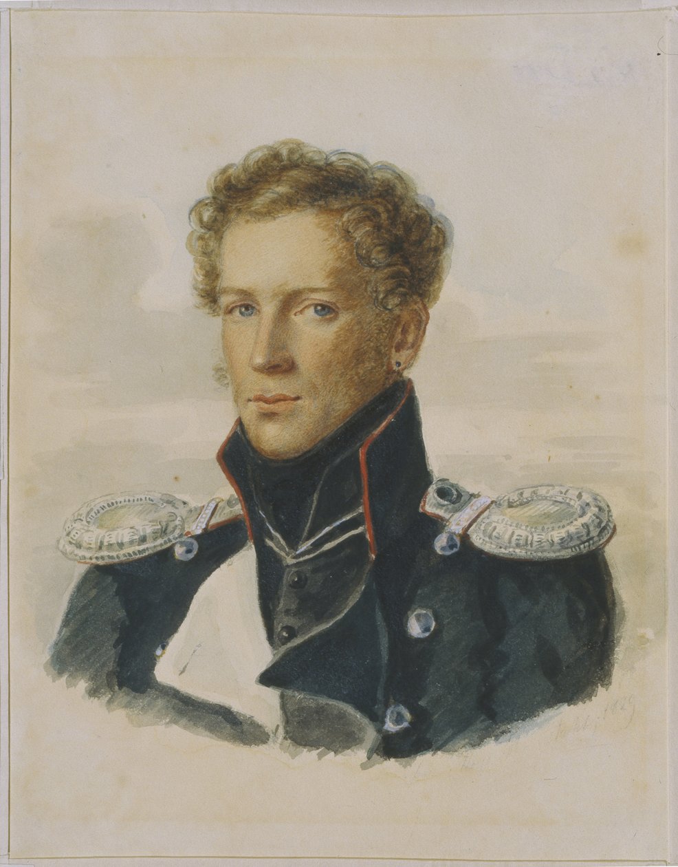 Sergey Lanskoy 1789-1832, offiser for Chevalier Guard, 1829 av Alois Gustav Rockstuhl