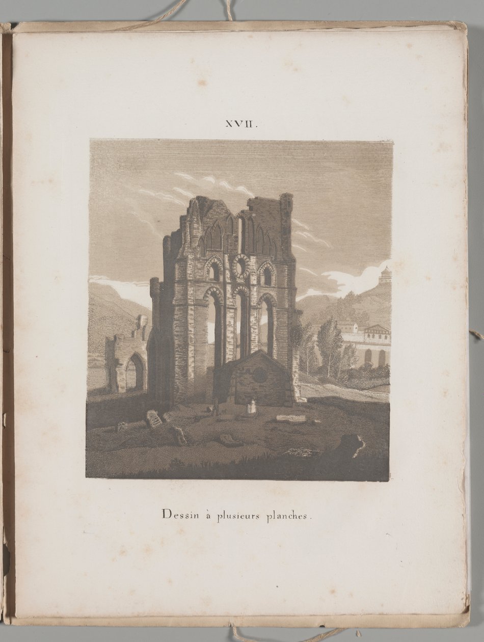 Litografiens kunst: Italiensk kirkeruin, plate XVII av Alois Senefelder