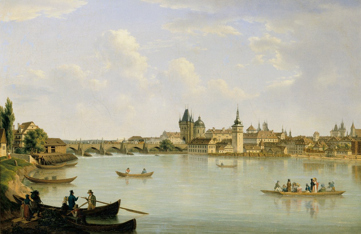 Utsikt over Praha med Moldaubroen (Charles Bridge) av Alois von Saar