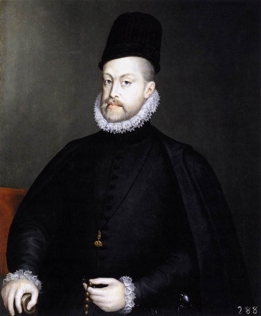 Philip II holder en rosenkrans av Alonso Sánchez Coello
