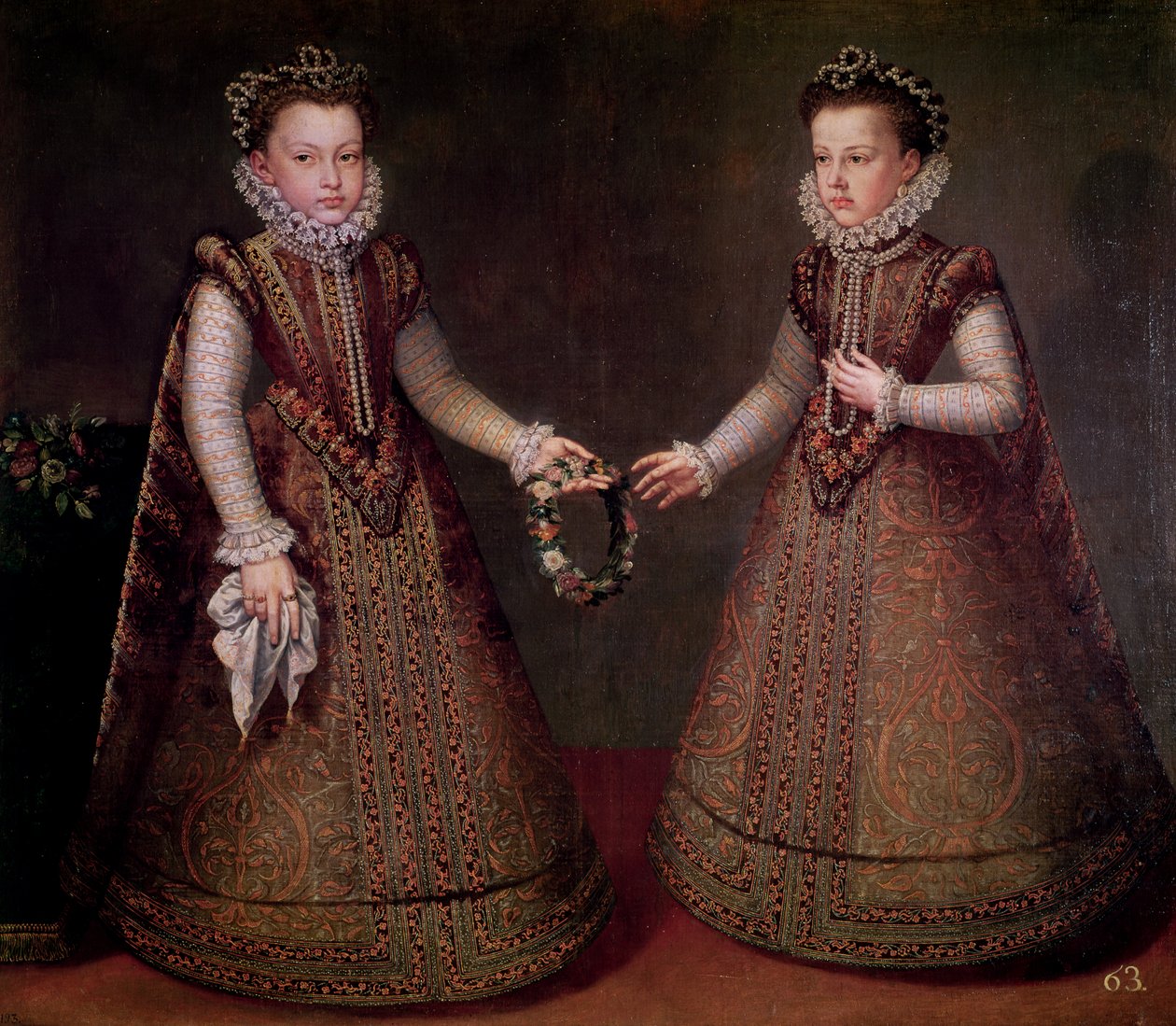 Infantas Isabella Clara Eugenia (1566-1633), guvernør i Nederland og Catalina Micaela (1567-97), hertuginne av Savoy, 1575 av Alonso Sánchez Coello