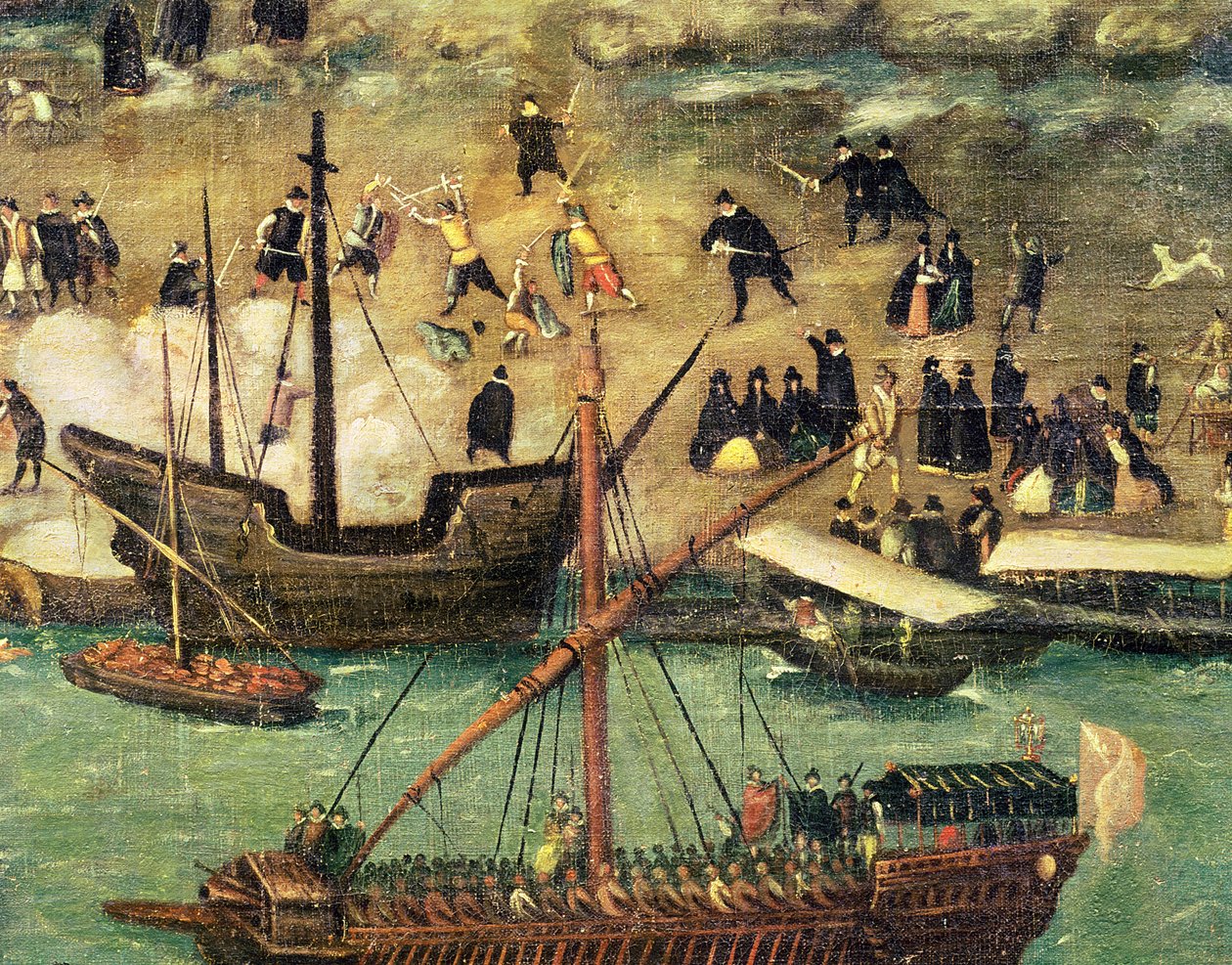 Havnen i Sevilla, ca. 1590 (detaljer) av Alonso Sánchez Coello