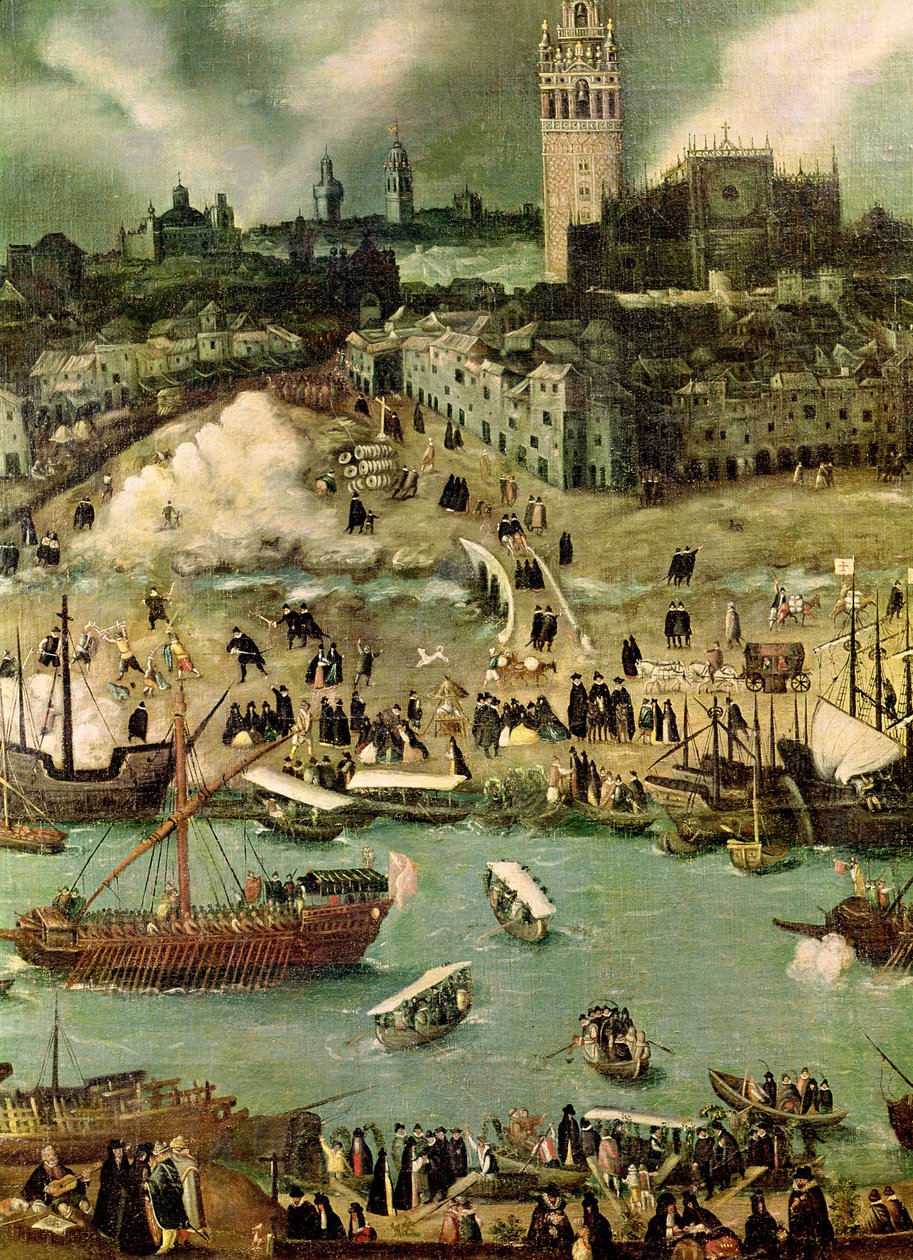 Havnen i Sevilla, ca. 1590 (detaljer) av Alonso Sánchez Coello