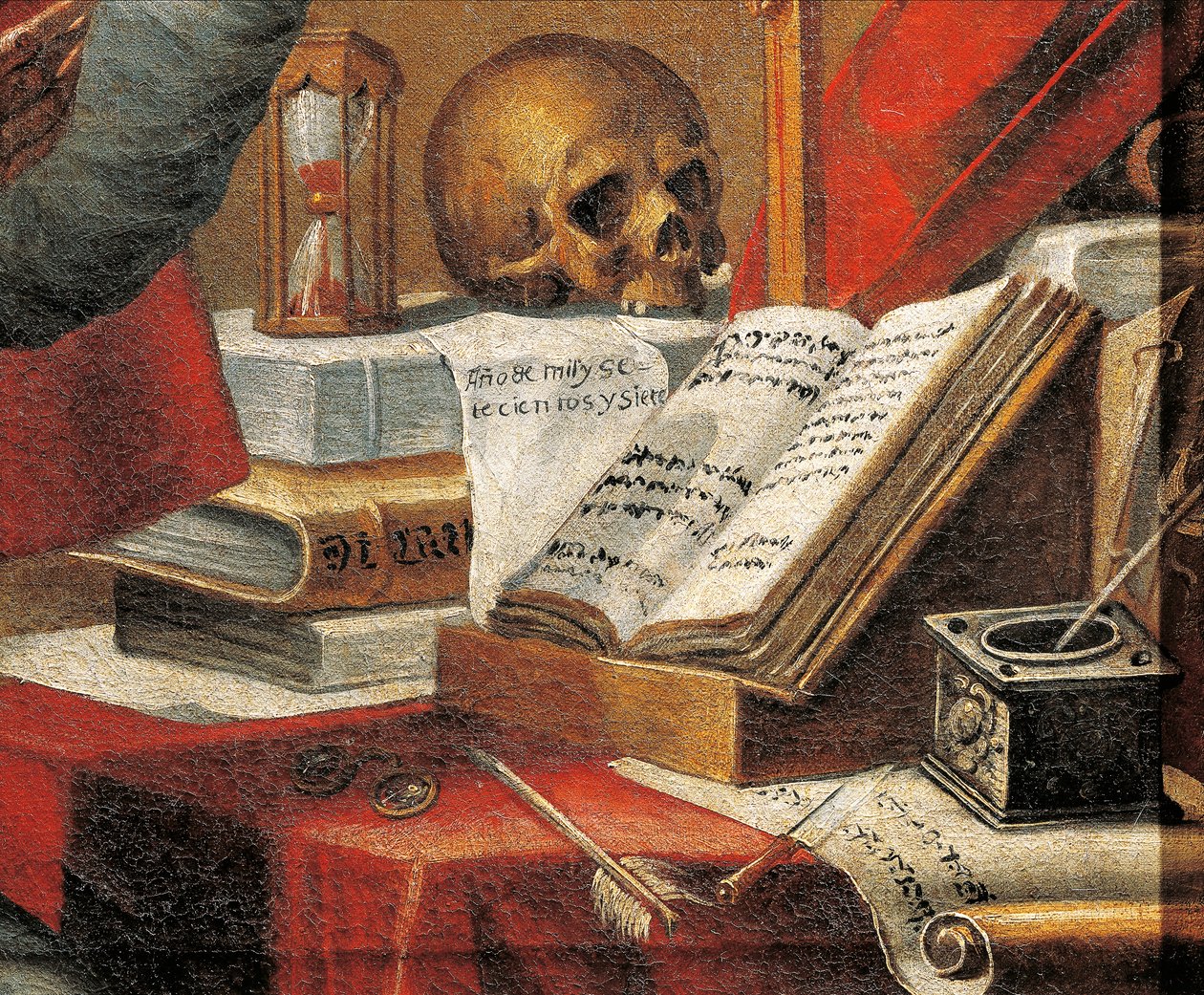 Manuskripter av St. Hieronymus: vulgata, maleri tilskrevet Alonso Antonio Villamor (1661-1729), detalj av Alonso Antonio Villamor