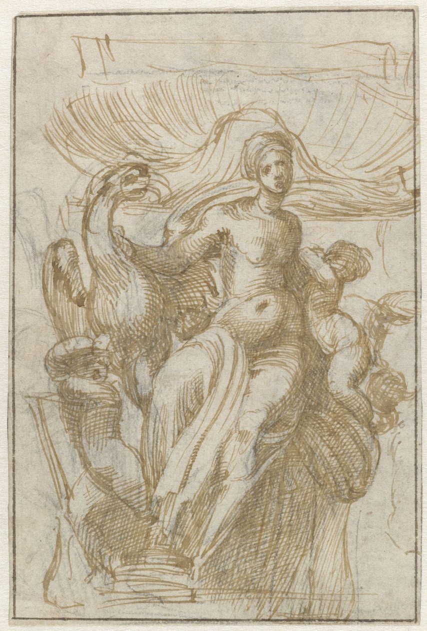 Leda av Venus (?) med fugl og putti for et skall av Alonso Berruguete