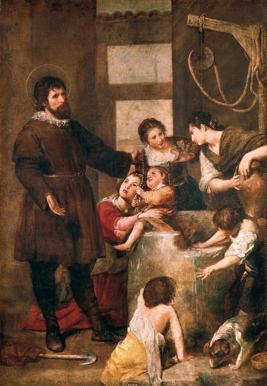 Den hellige Isidore av Sevilla og brønnens mirakel. Maleri av Alonso Cano (1601-1667). 1638-1640. Madrid. Prado-museet. av Alonso Cano