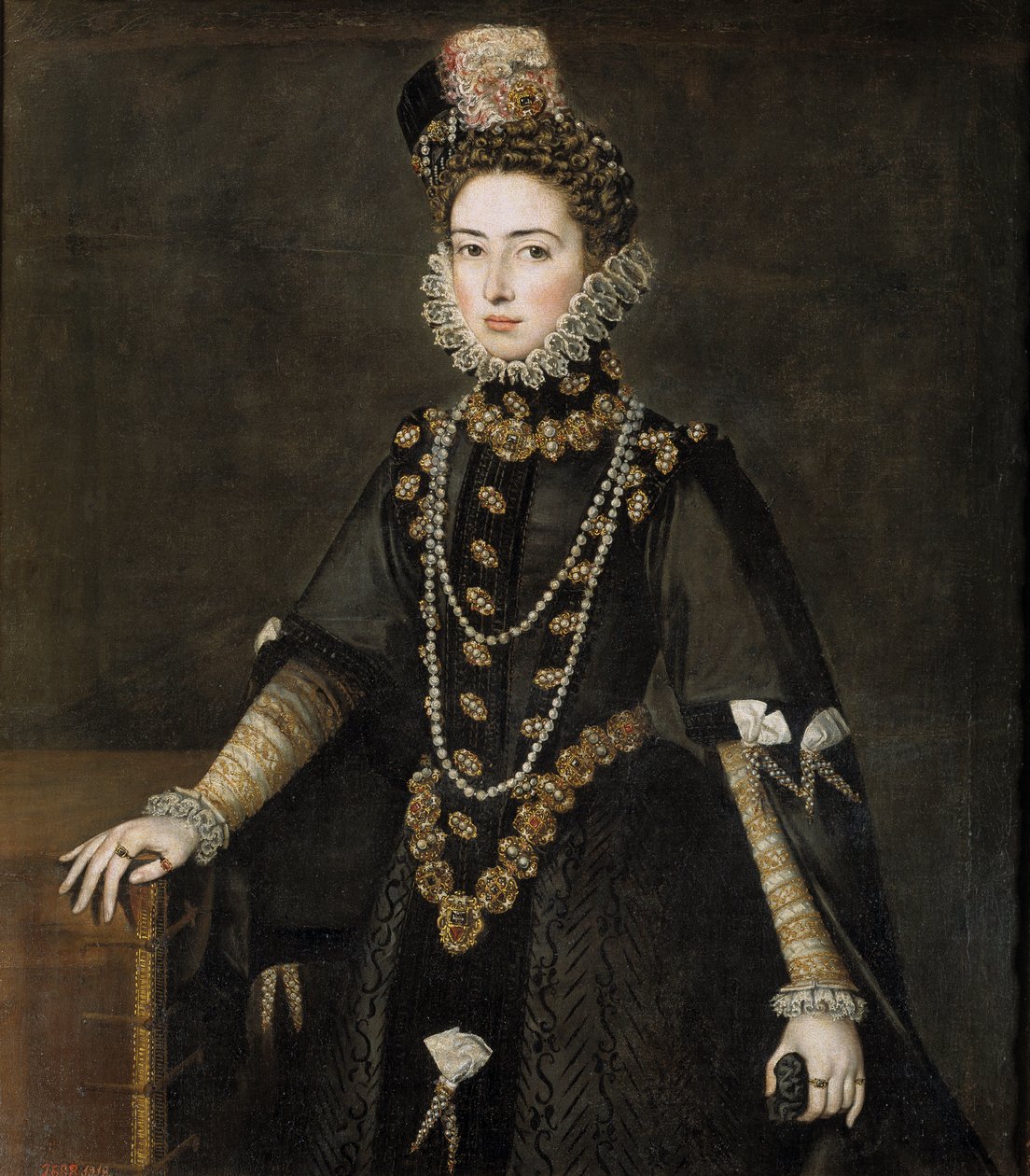 Catherine-Michelle av Østerrike - (Catherine Michelle) Portrett av infantaen Catherine Michelle av Spania (1567-1597) av Sanchez Coello, Alonso (1531-1588) av Alonso Sánchez Coello