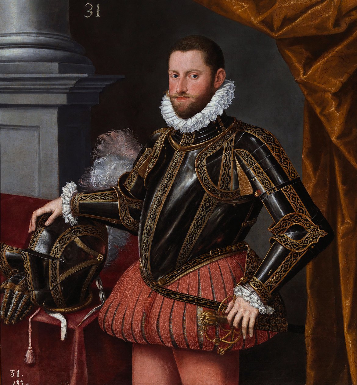 Ernest av Østerrike, erkehertug av det hellige rike - portrett av erkehertug Ernest av Østerrike (1553-1595) av Sanchez Coello, Alonso, School of, ca. 1580 - Olje på lerret av Alonso Sánchez Coello