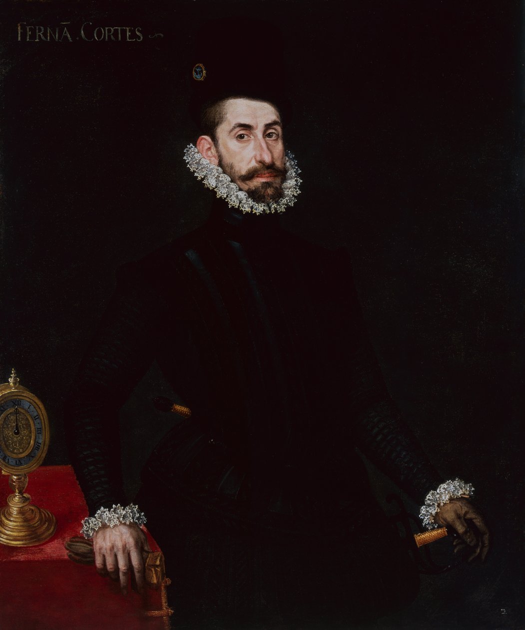 Portrett av Hernan Cortes (olje på lerret) av Alonso Sánchez Coello