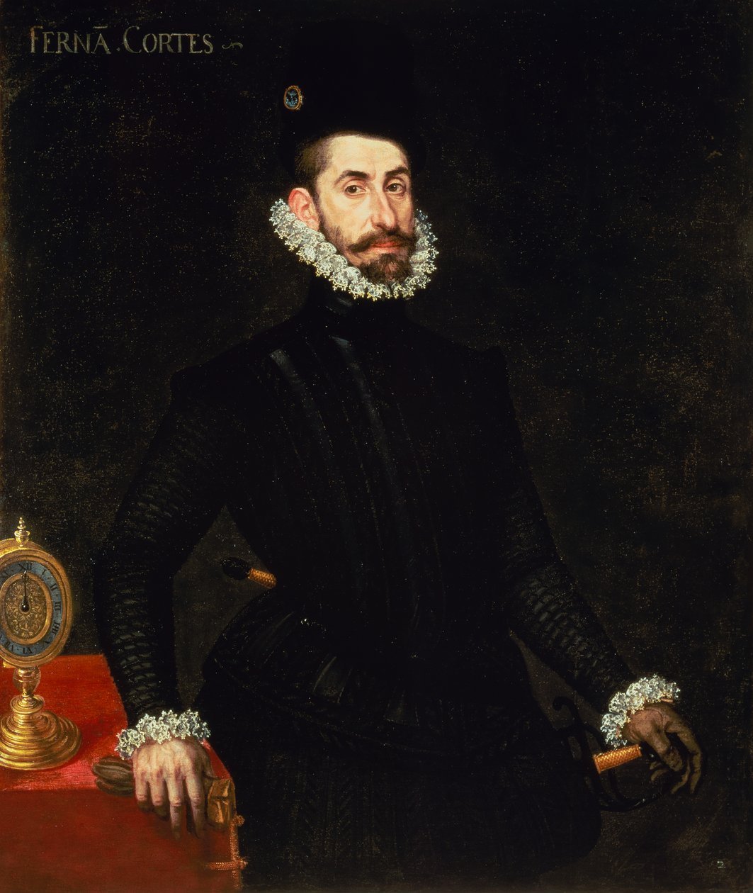 Portrett av Hernan Cortes (olje på lerret) av Alonso Sánchez Coello