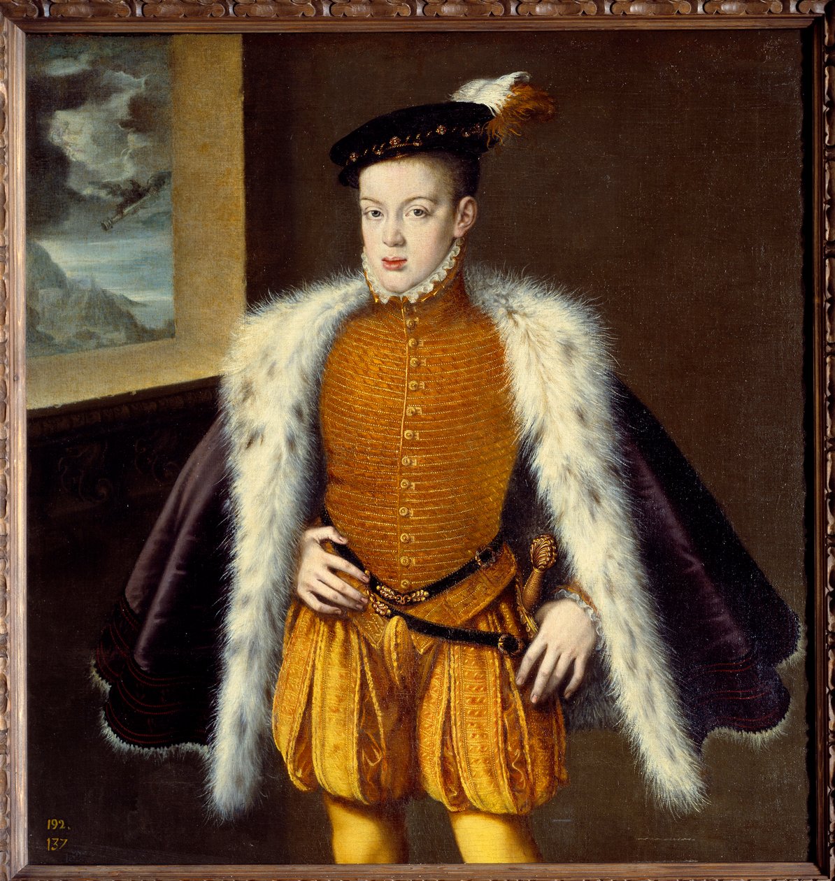 Portrett av prins Don Carlos (1545-1568) sønn av Filip II. Maleri av Alonso Sanchez Coello (1531-1588) Ec. Esp. av Alonso Sánchez Coello