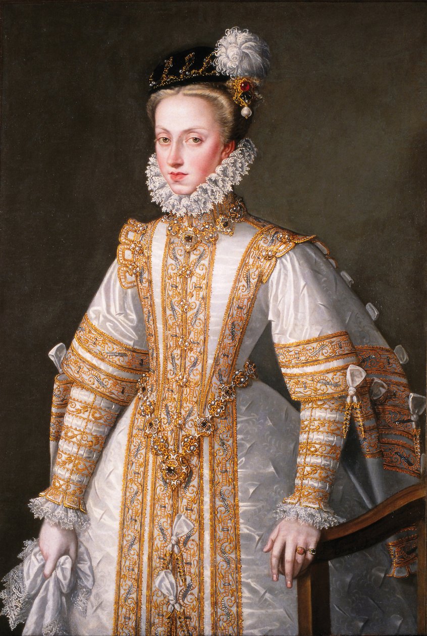 Portrett av Anna av Østerrike 15491580, dronningkonsort av Spania, 1571 av Alonso Sánchez Coello