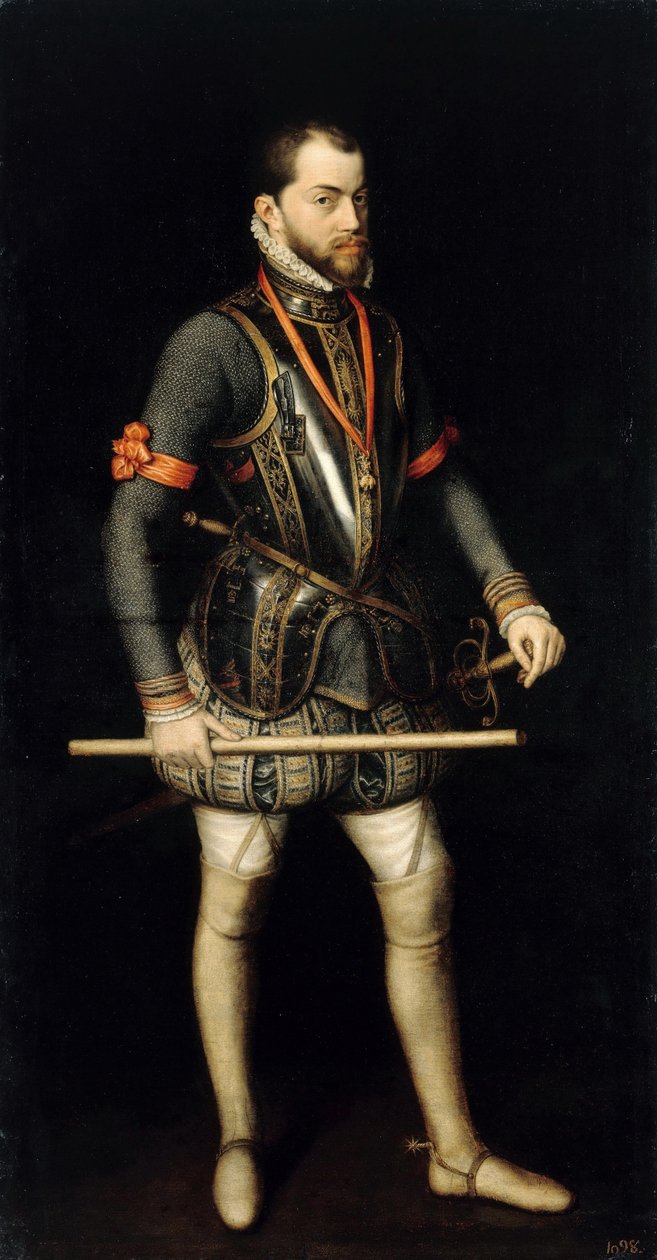 Portrett av Filip II 1527-1598, konge av Spania og Portugal av Alonso Sánchez Coello