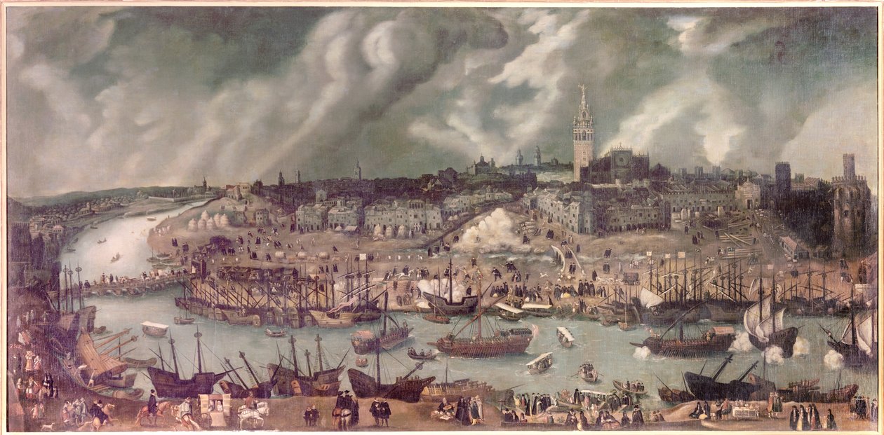 Utsikt over byen Sevilla (Spania) Maleri tilskrevet Alonso Sanchez-Coello (Sanchez Coello) (ca. 1531-1588) Slutten av 1500-tallet av Alonso Sánchez Coello