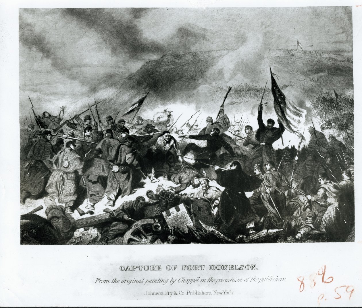 Fangst av Fort Donelson. av Alonzo Chappel