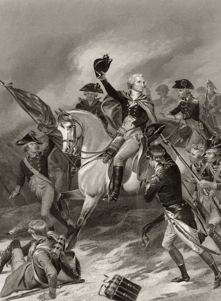George Washington i slaget ved Princeton, 3. januar 1777, fra "Life and Times of Washington", bind I, publisert 1857 av Alonzo Chappel