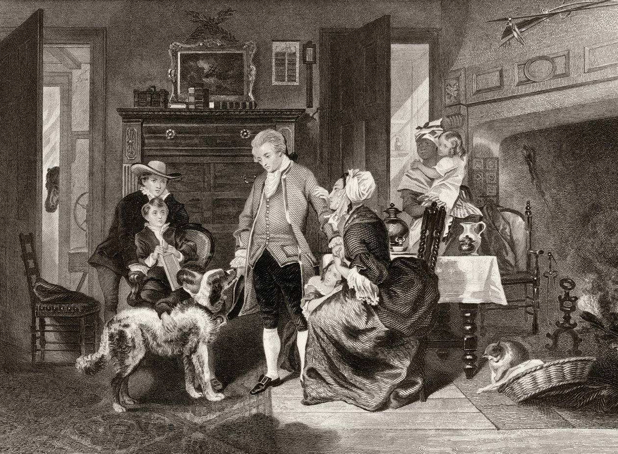 George Washington hører moren hans overbevise ham om ikke å gå til sjøs som midtskipsmann, fra 