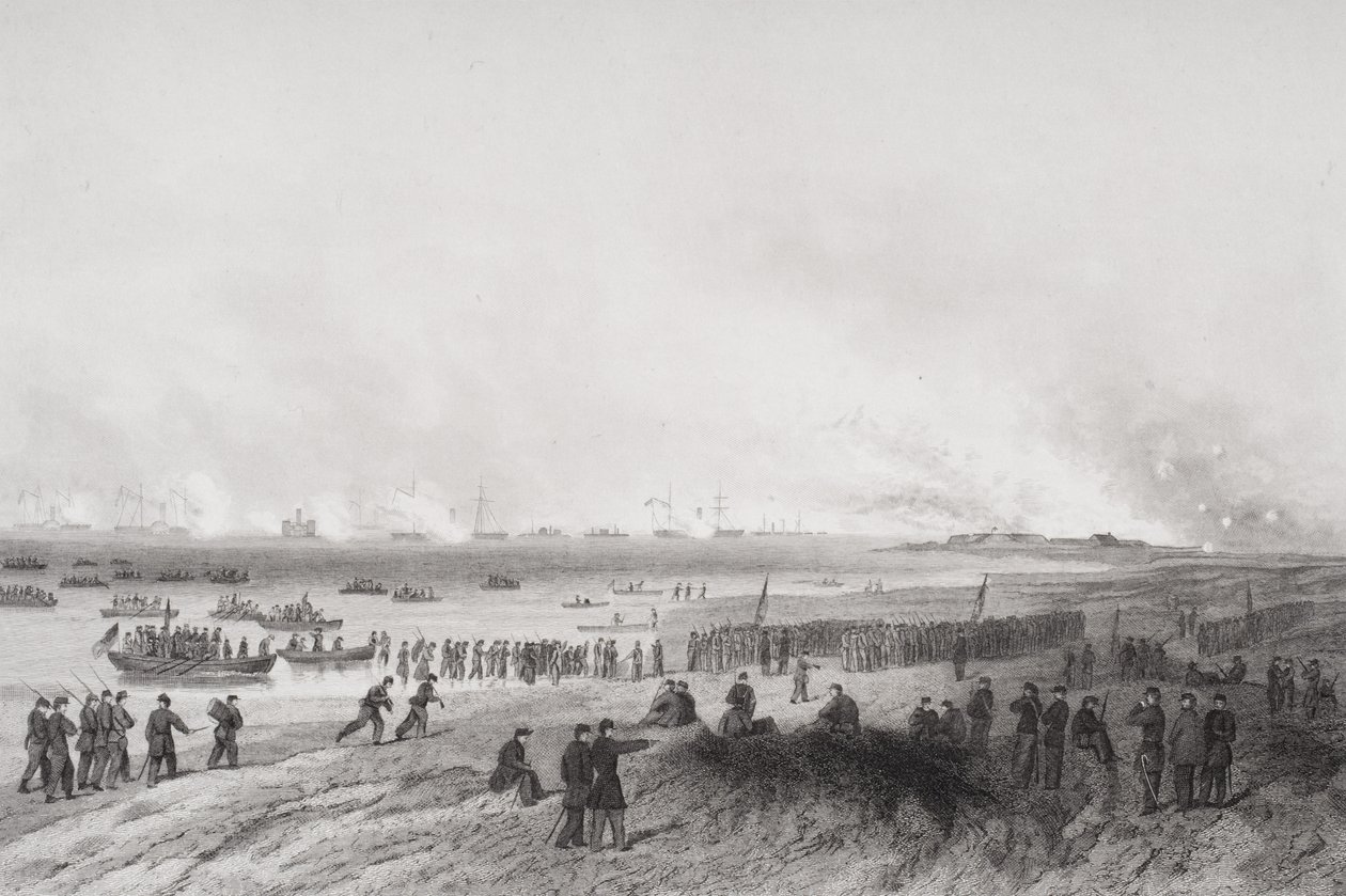 Landsetting av troppene under bombardementet av Fort Fisher, North Carolina 1864 av Alonzo Chappel