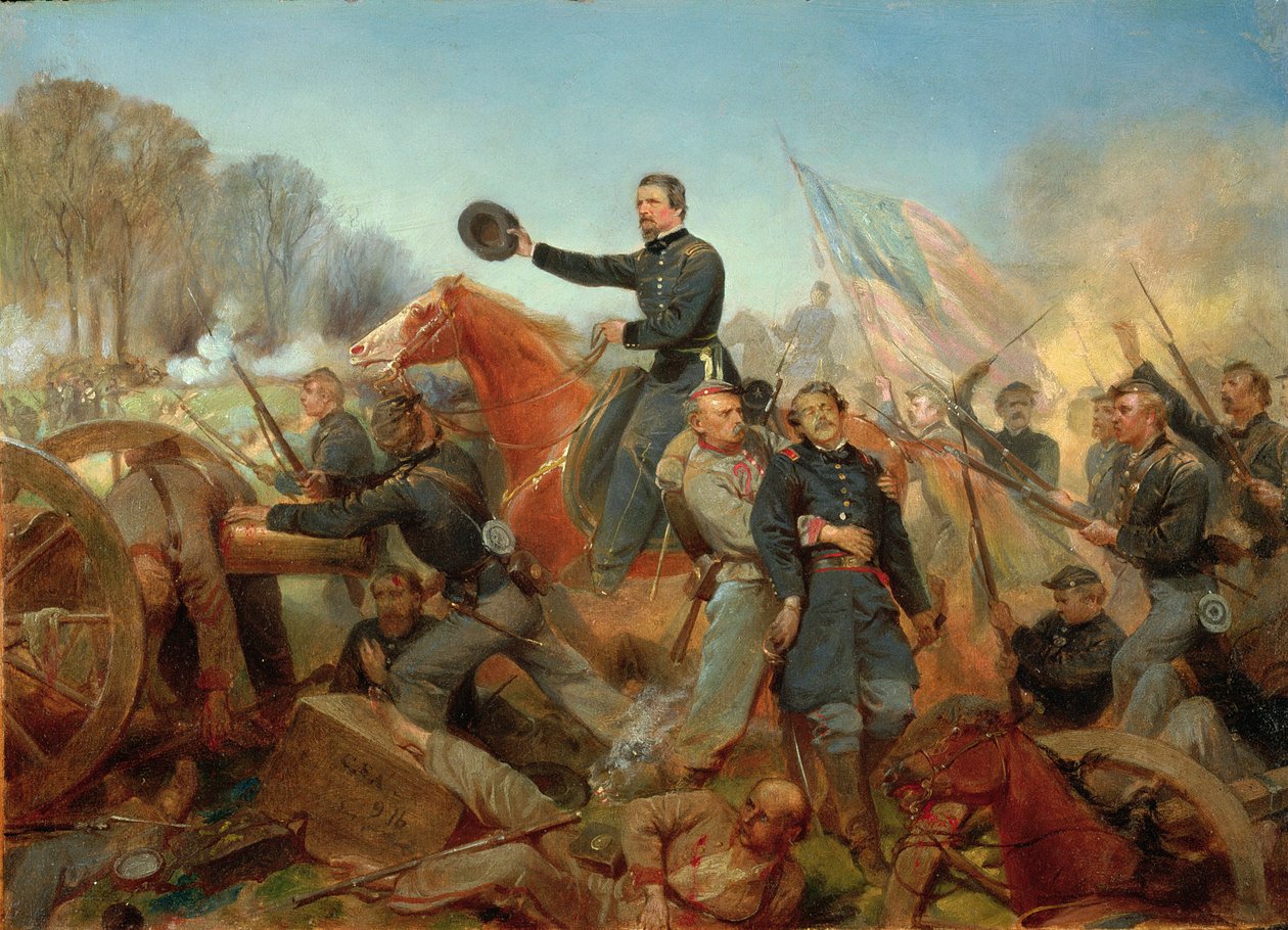 Battle of the Wilderness, angrep ved Spotsylvania Court House, Virginia, 1865 av Alonzo Chappel
