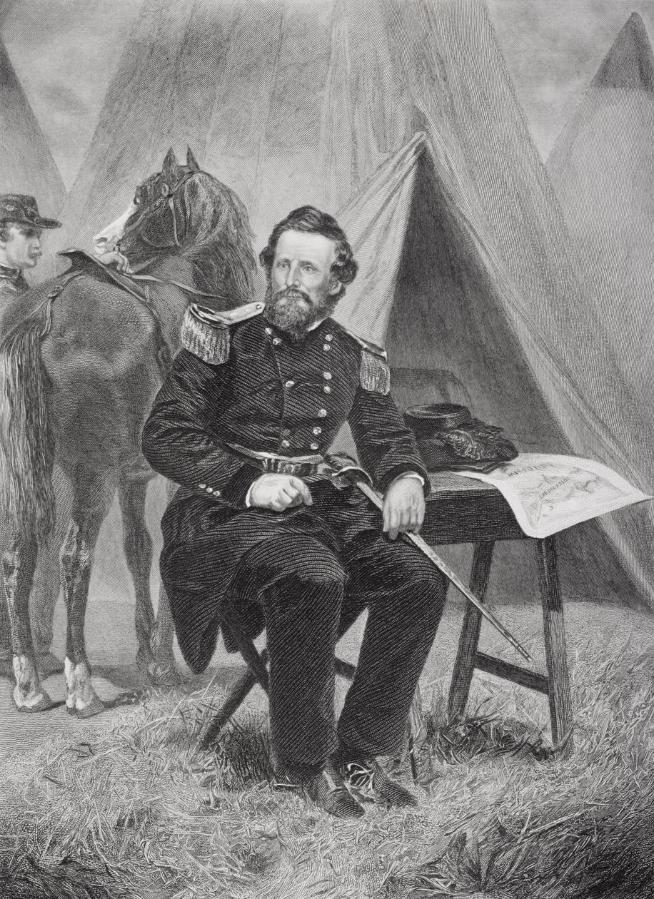 Portrett av Nathaniel Lyon (1818-61) (litho) av Alonzo Chappel