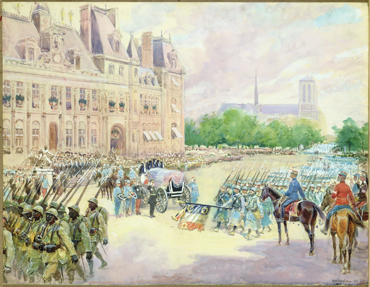 Begravelse til general Joseph Gallieni (1849-1916) 1916 av Alphonse Lalauze