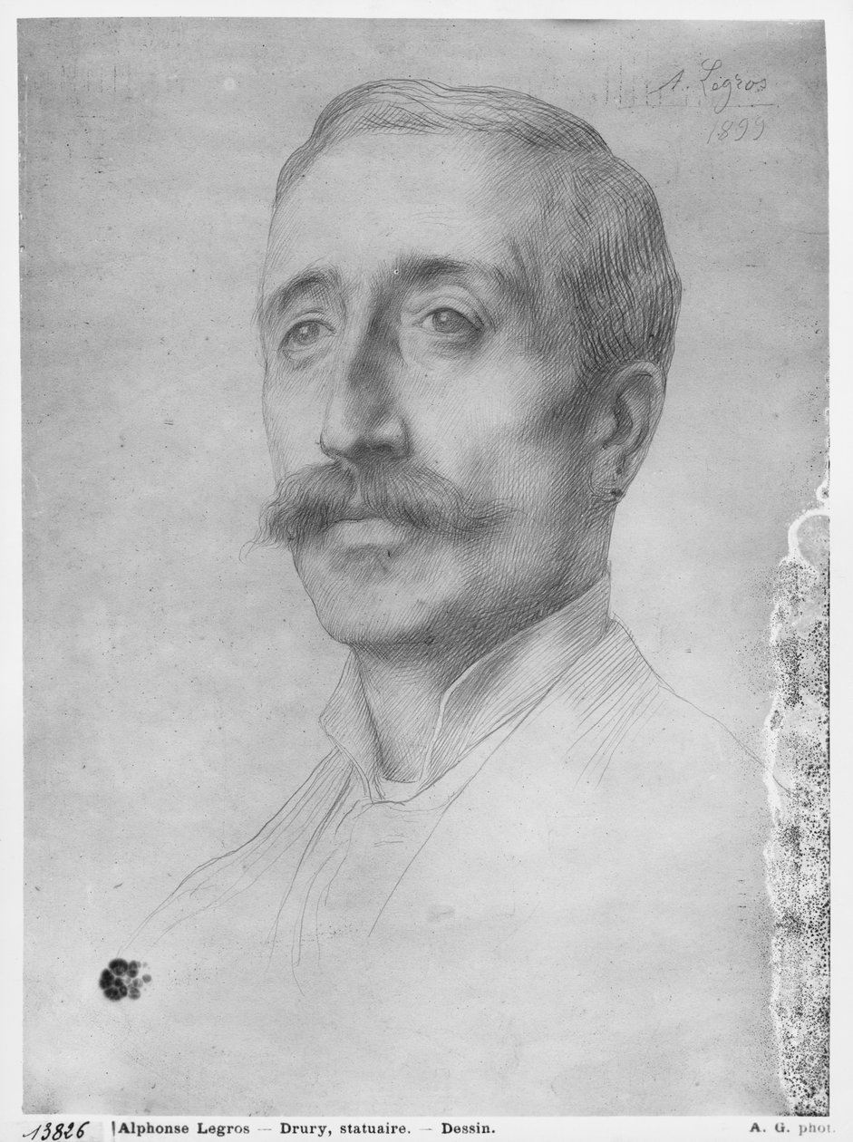 Alfred Drury, 1899 (svart bly på papir) av Alphonse Legros