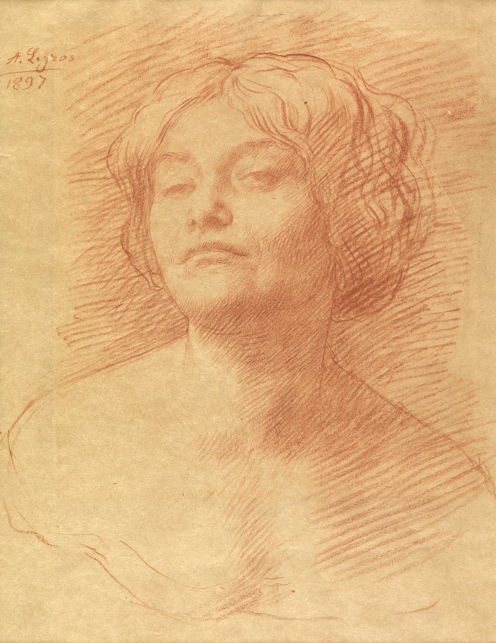 Alice Knewstub, 1897 (kritt på papir) av Alphonse Legros