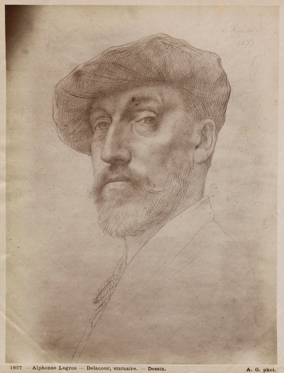 Clovis Delacoux , billedhugger, 1899 (sølvspiss på papp) av Alphonse Legros