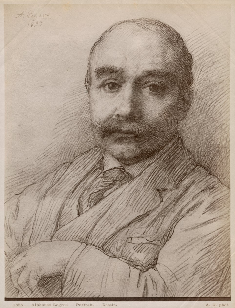M. Adams, 1899 (svart bly på papir) av Alphonse Legros