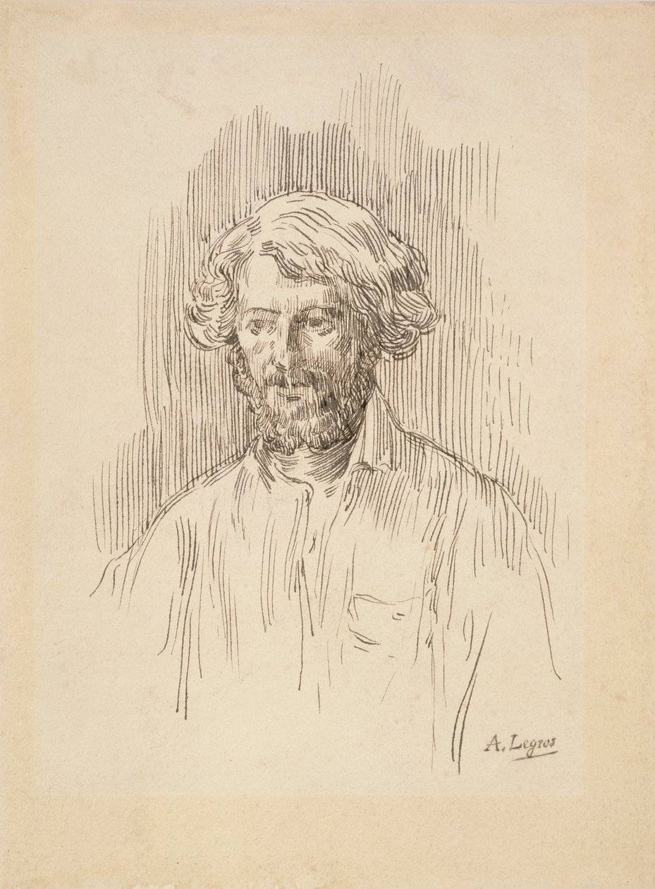 Selvportrett, 1858 (penn og blekk på papir) av Alphonse Legros