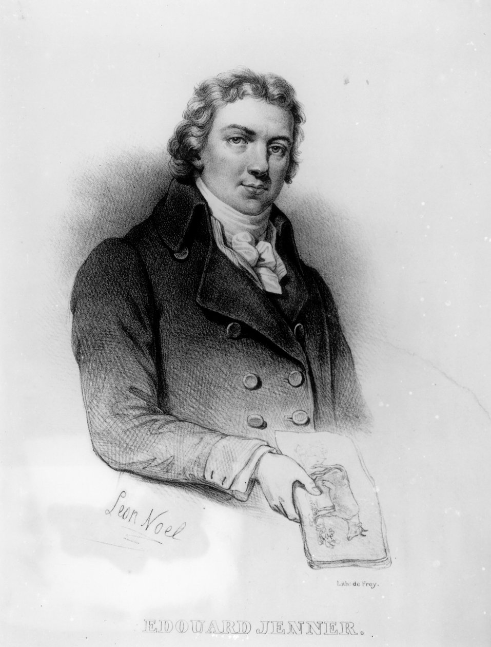 Portrett av Edward Jenner (1749-1823), litografi av de Frey av Alphonse Leon Noel