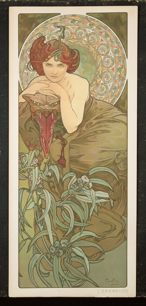 The Precious Stones: Emerald, 1900 av Alphonse Mucha