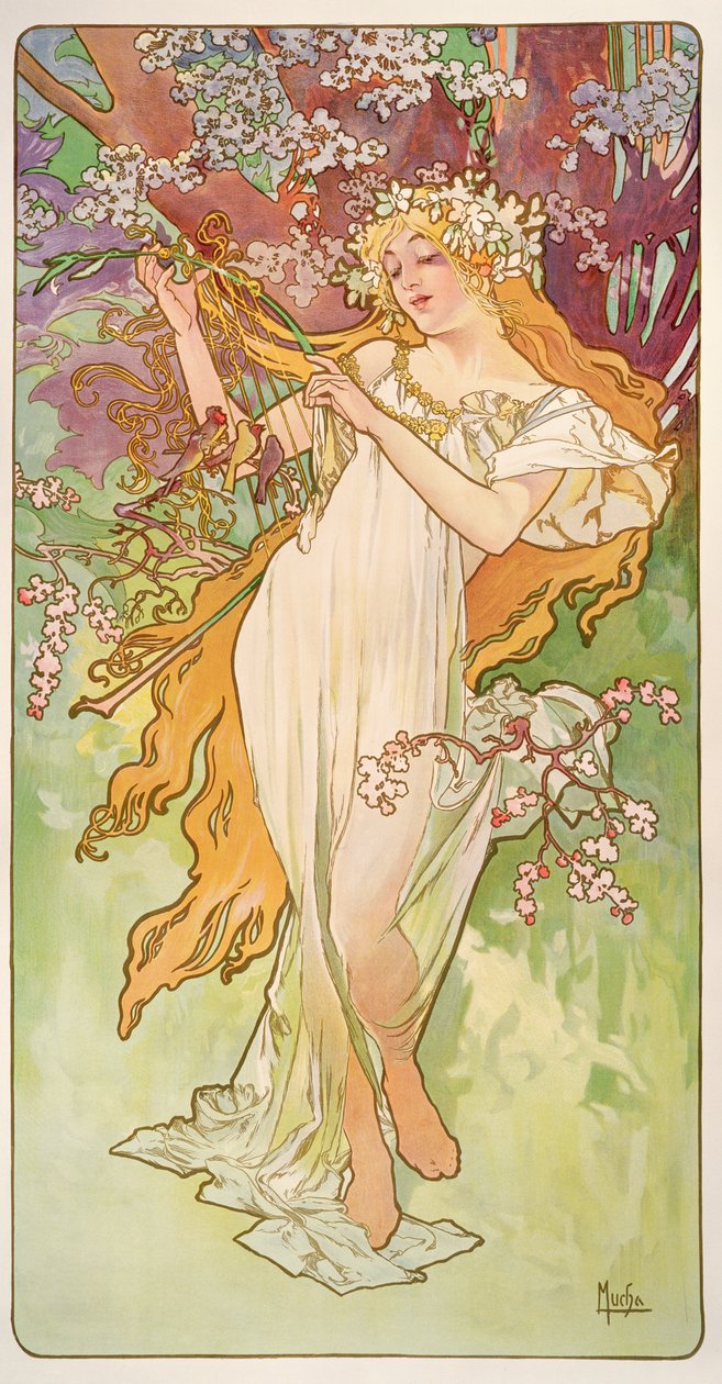 Årstidene: Våren, 1896 av Alphonse Mucha