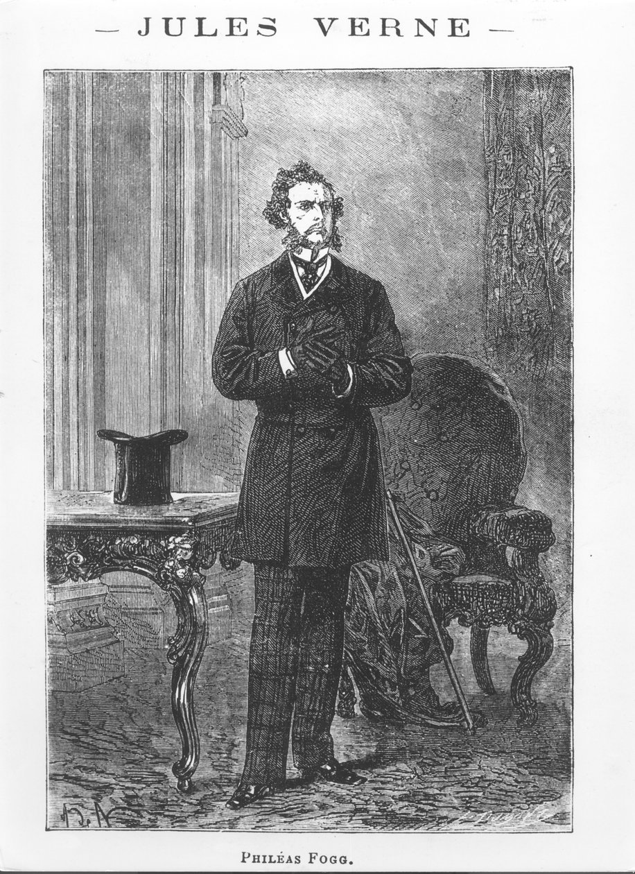 Portrett av Phileas Fogg, illustrasjon fra 