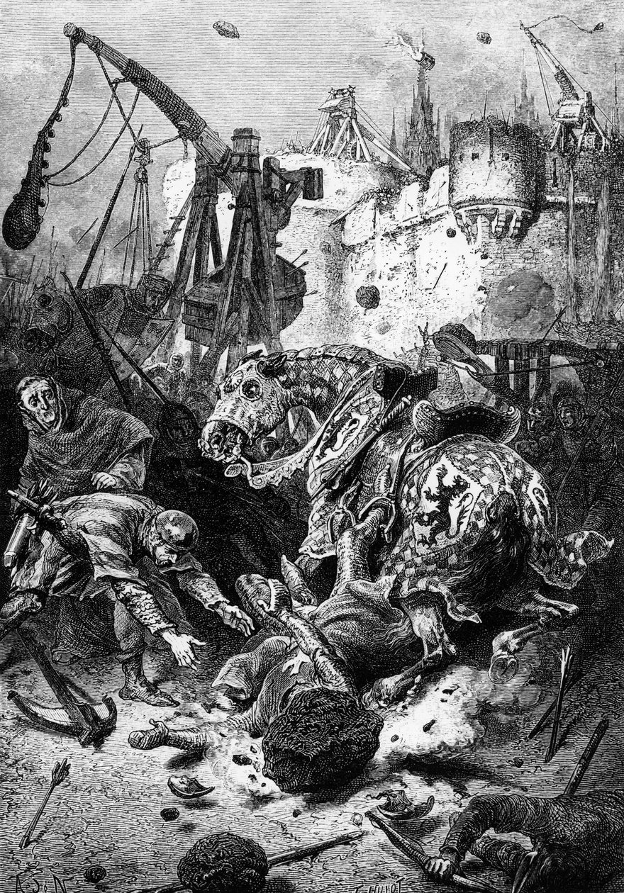 Simon de Montforts død ved beleiringen av Toulouse, 25. juni 1218, 1883 av Alphonse Marie de Neuville