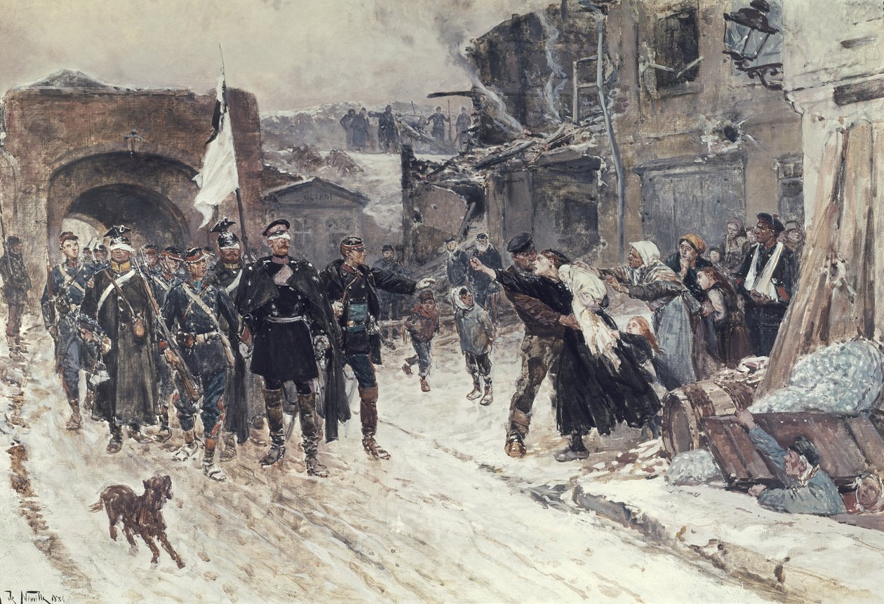 Inngangen til Belfort av den tyske sjefen som bærer våpenhvilens flagg, 4. november 1870, 1884 av Alphonse Marie de Neuville