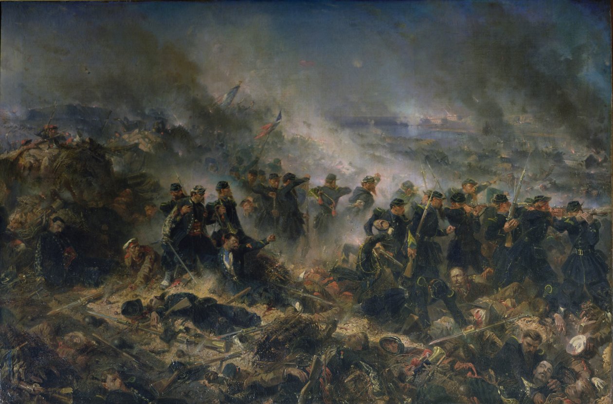 Gervais-batteriet ved beleiringen av Sebastopol, 18. juni 1855 av Alphonse Marie de Neuville