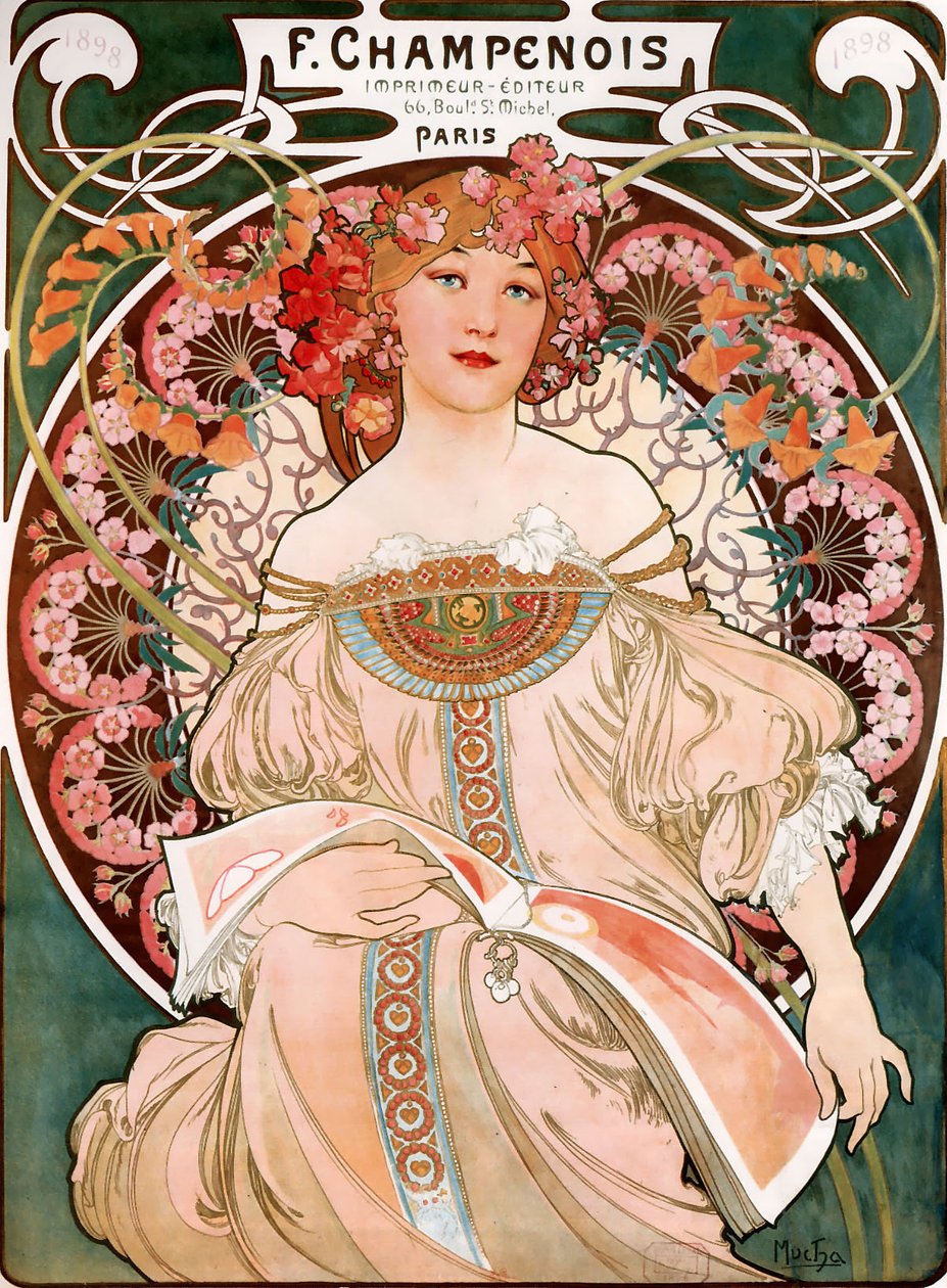 F. Champenois Skriver-redaktør av Alphonse Mucha