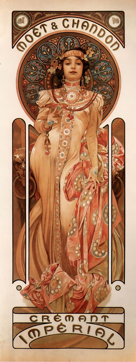 Moet & Chandon Cremant Imperialn av Alphonse Mucha