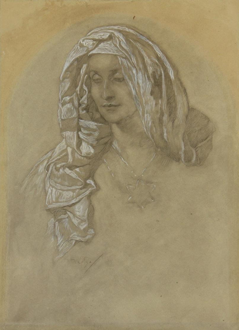 Portrett av en jente av Alphonse Mucha