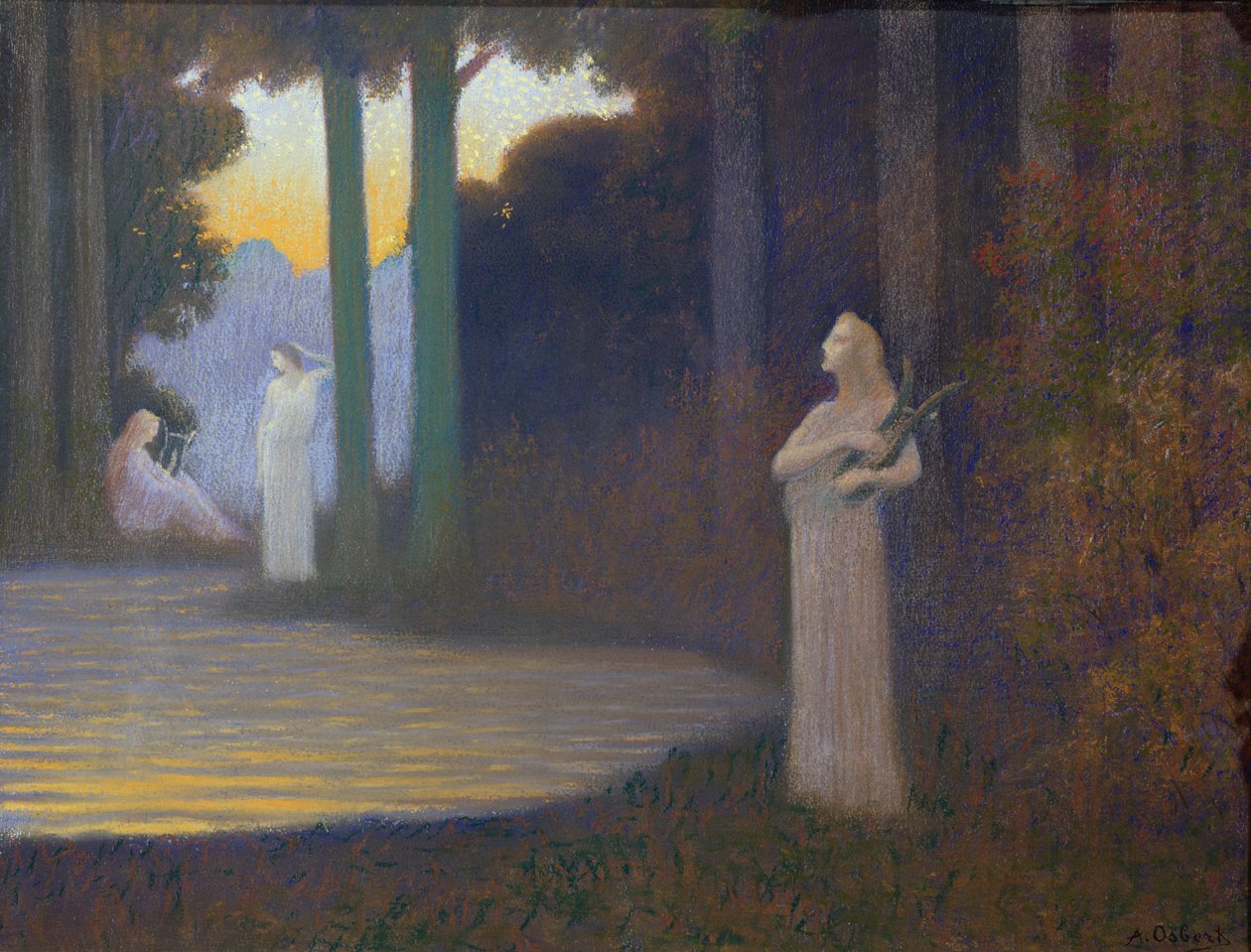 Lyrikk i skogen, 1910 (pastell på papir) av Alphonse Osbert