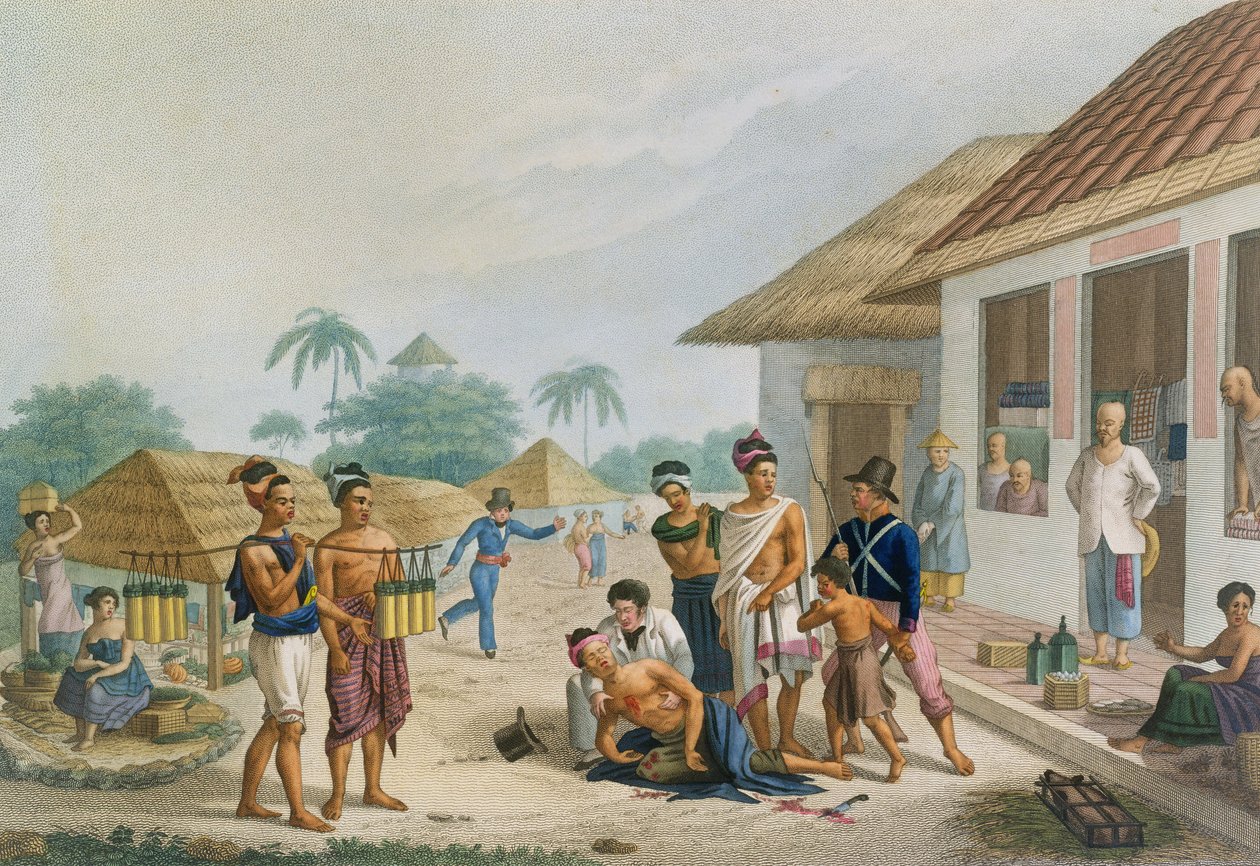 Utsikt over basaren i Coupang, Timor, fra 