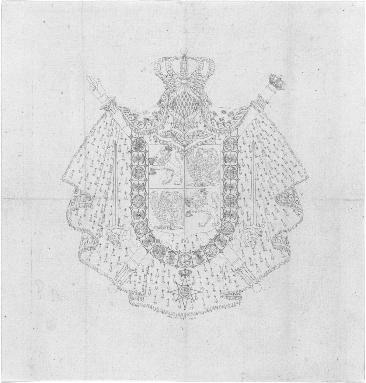 Design av våpenskjoldet til Louis Napoleon som hersker over kongeriket Holland av Alphonse Pierre Giraud
