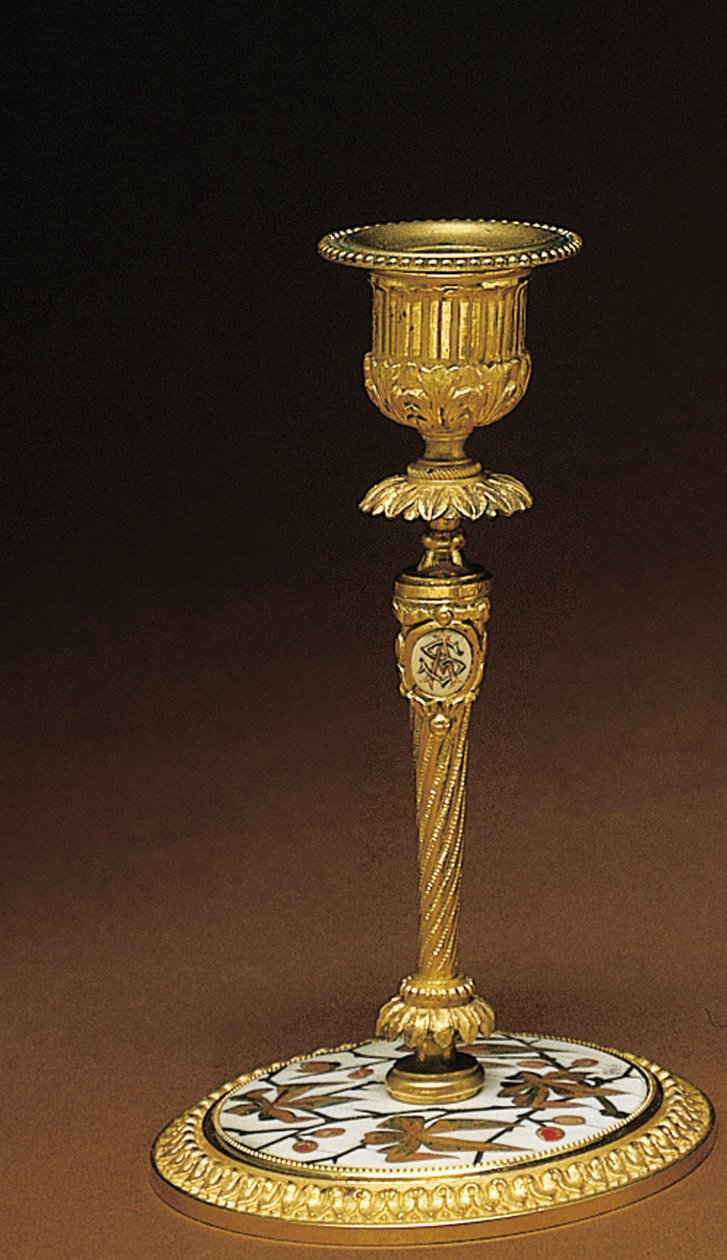 Lysestake, fra et Napoleon III-bordsett i fire deler, intarsia av Duvinage og Harinckouk, ca. 1877 av Alphonse Gustave Giroux
