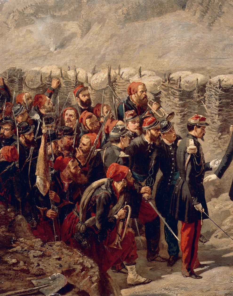Marshal Patrice MacMahon med Zouaves i Malakoff av Alphonse Antoine Aillaud